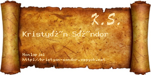 Kristyán Sándor névjegykártya